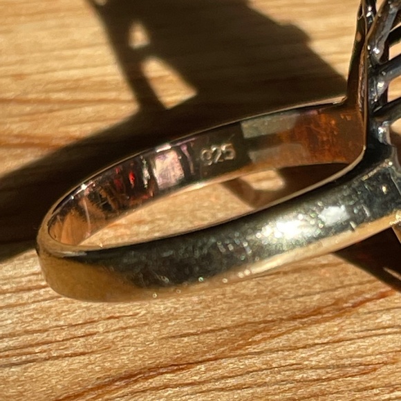 Garnet Ring & Bracelet Set - Vintage 1990's - Sterling Silver Washed Gold Sz 8 - Picture 6 of 12